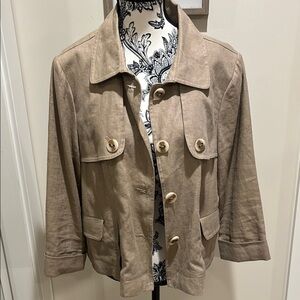 Spanner Women’s Utility Crop Jacket Linen khaki Small